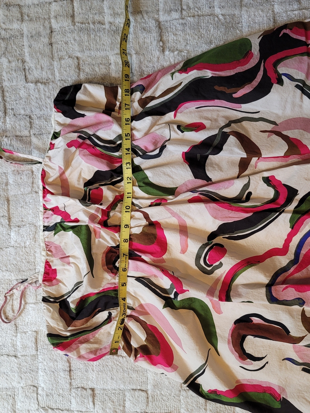 ANTHROPOLOGIE Adjustable Strap Bubble Hem Short Dress Pink Abstract Size XL - Picture 7 of 10